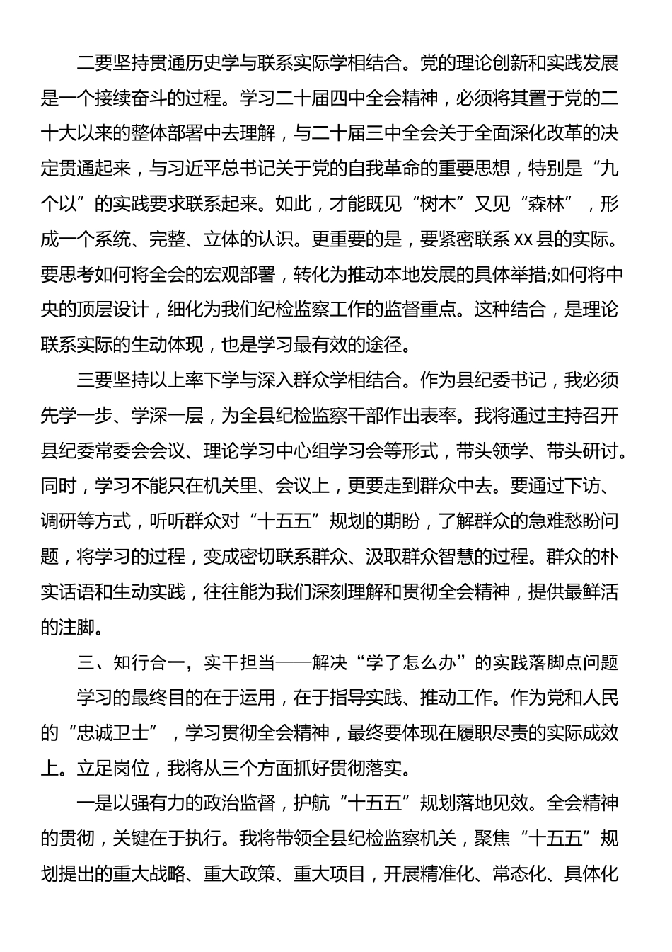 纪委书记学习党的二十届四中全会精神心得体会_第3页