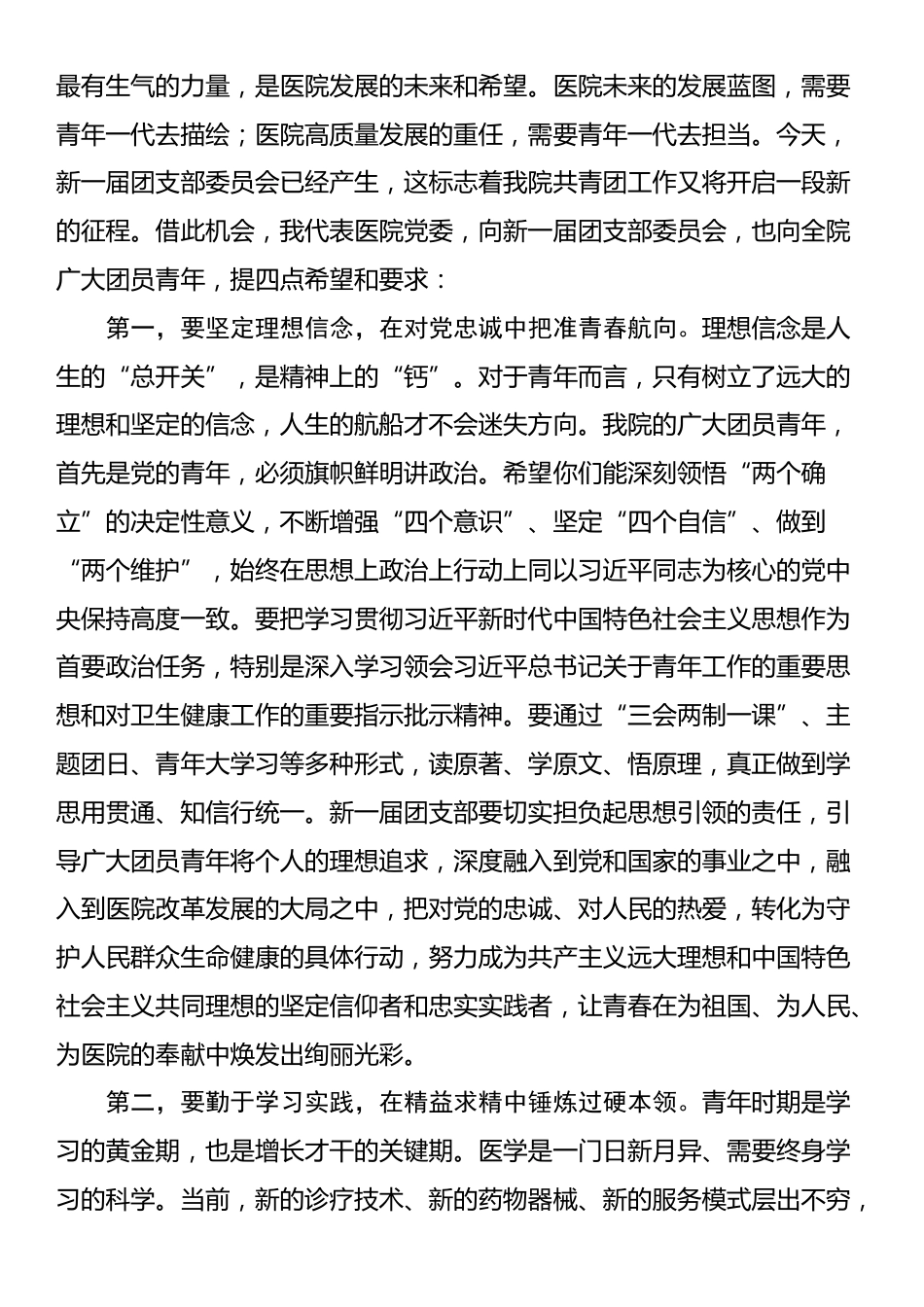 在2025年县人民医院团支部委员会换届选举团员大会上的讲话_第3页