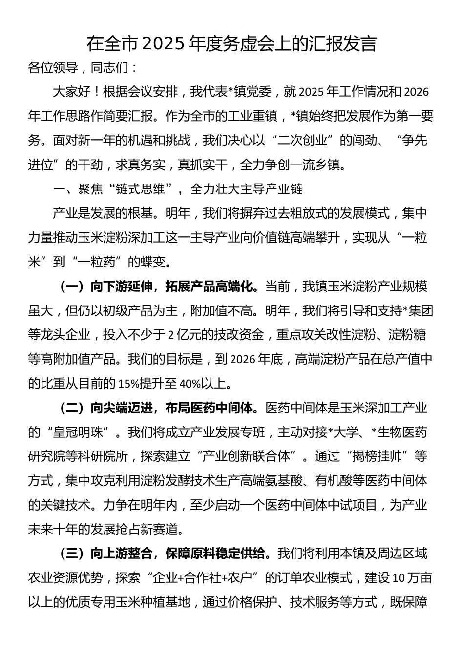 在全市2025年度务虚会上的汇报发言_第1页