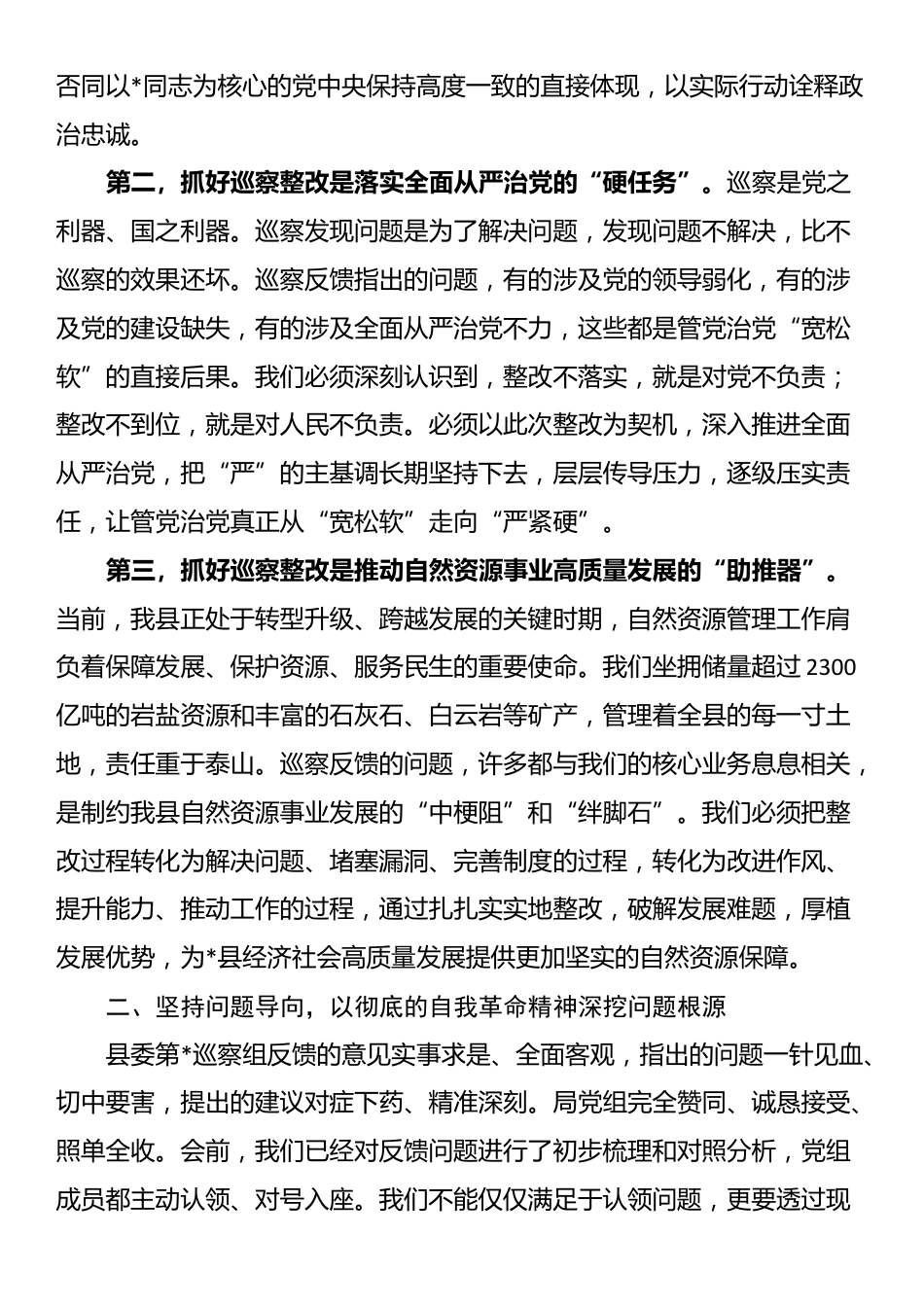 在2025年县自然资源局党组关于巡察“回头看”反馈意见整改工作专题会议上的讲话_第2页