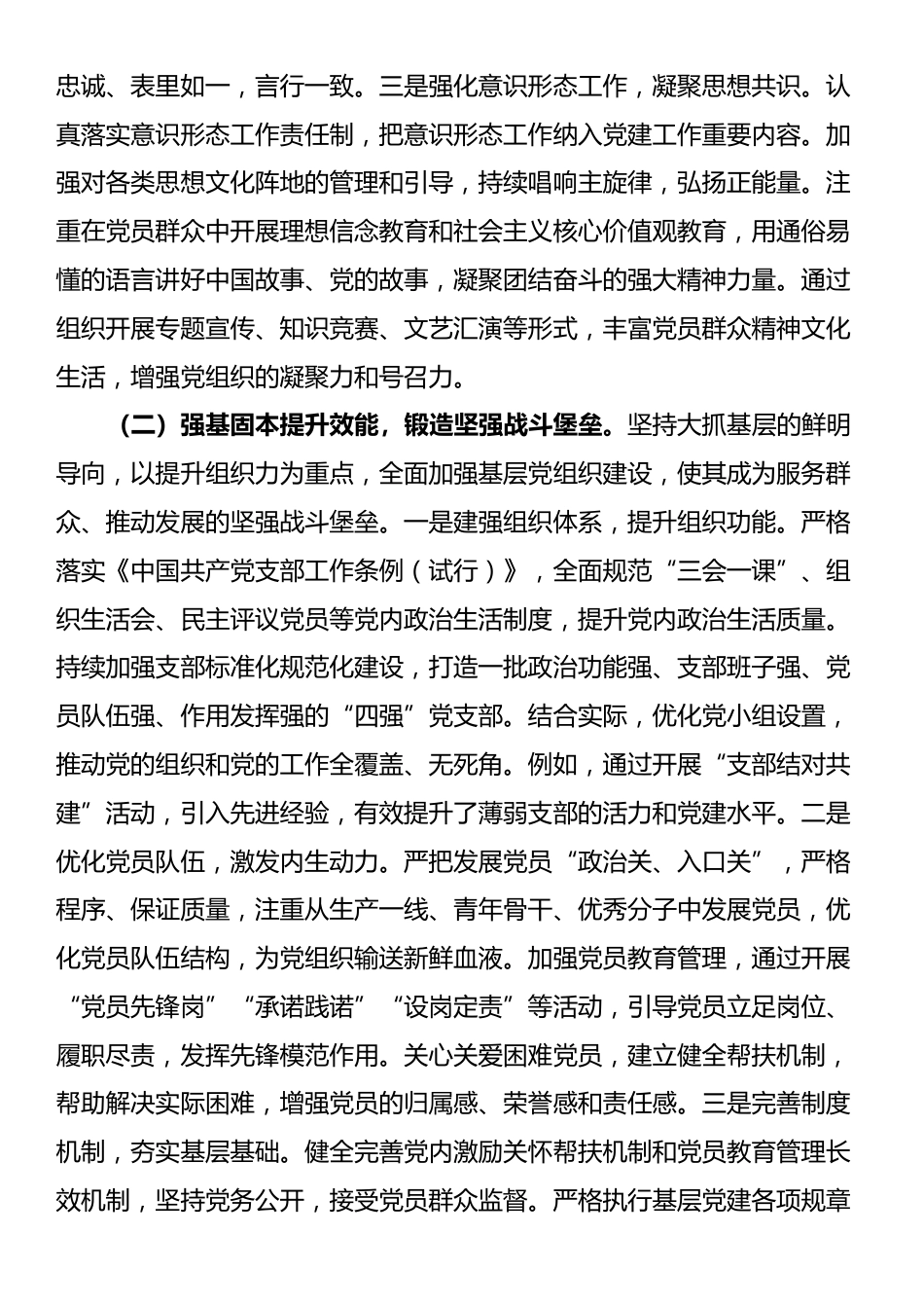 2025年基层党组织书记履行党建工作职责述职评议报告_第2页