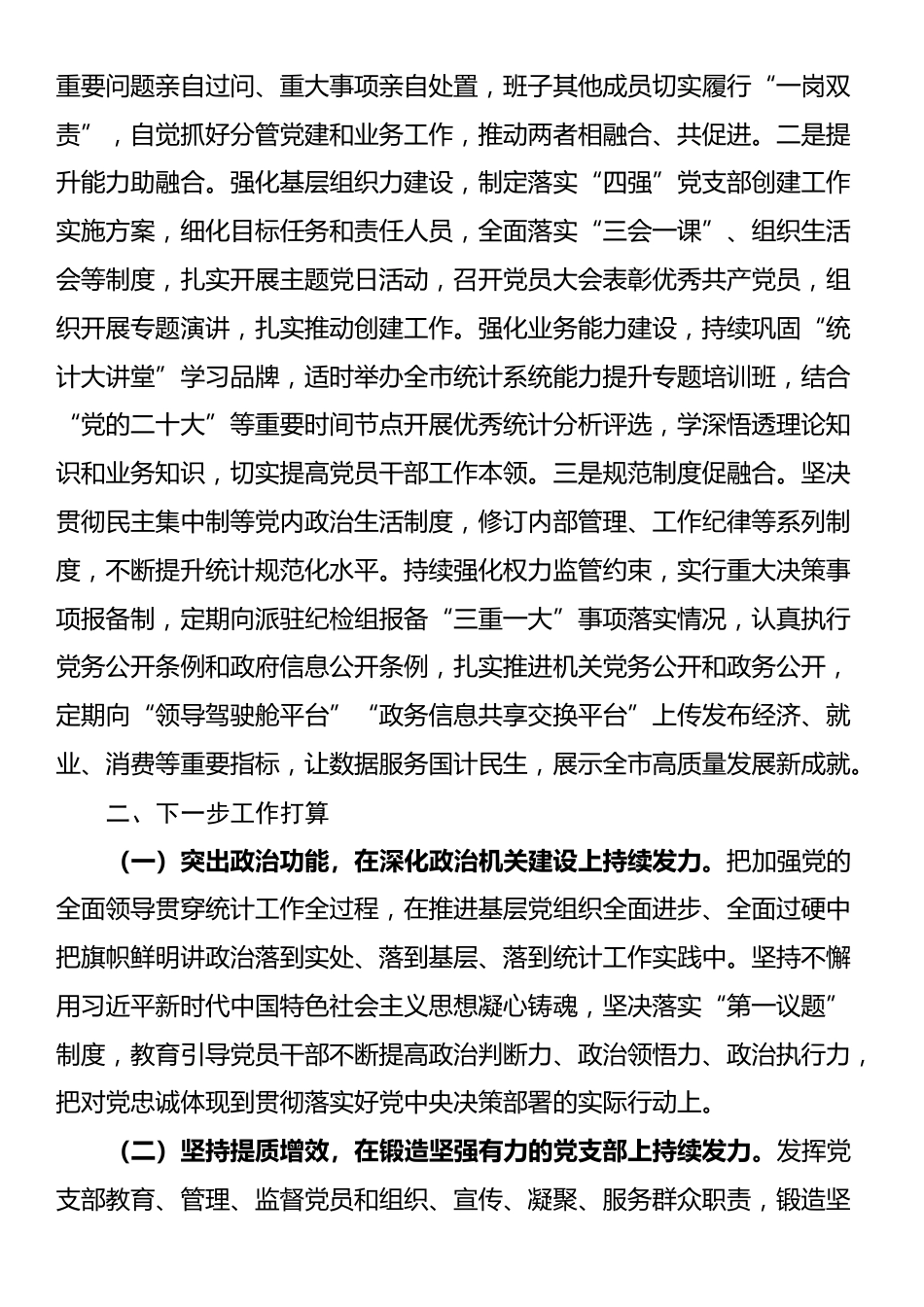 市统计局党总支2025年度抓基层党建工作述职报告_第3页