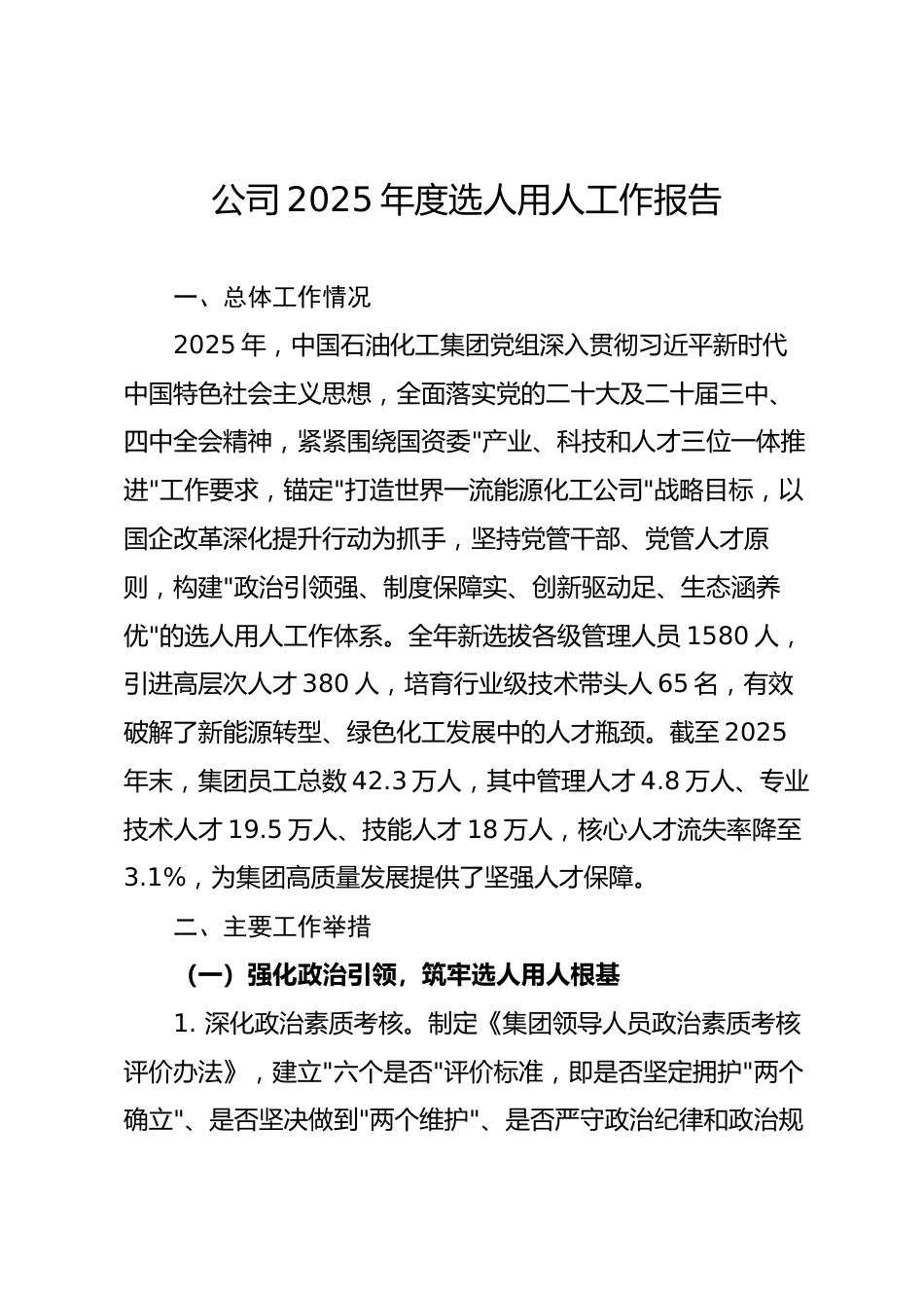 国企2025年度选人用人工作报告_第1页
