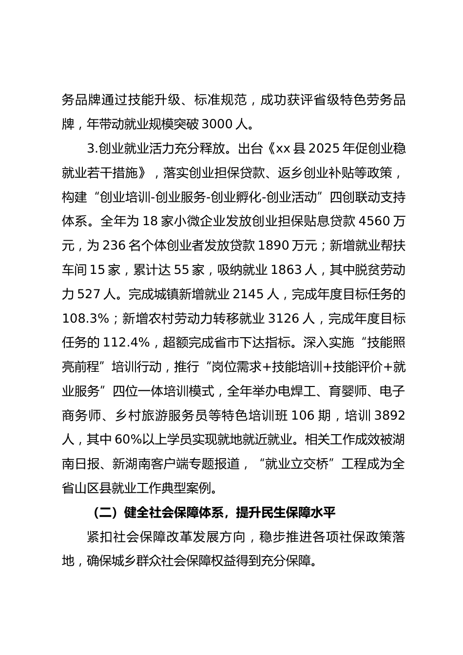 2025 年县人力资源和社会保障工作总结_第3页