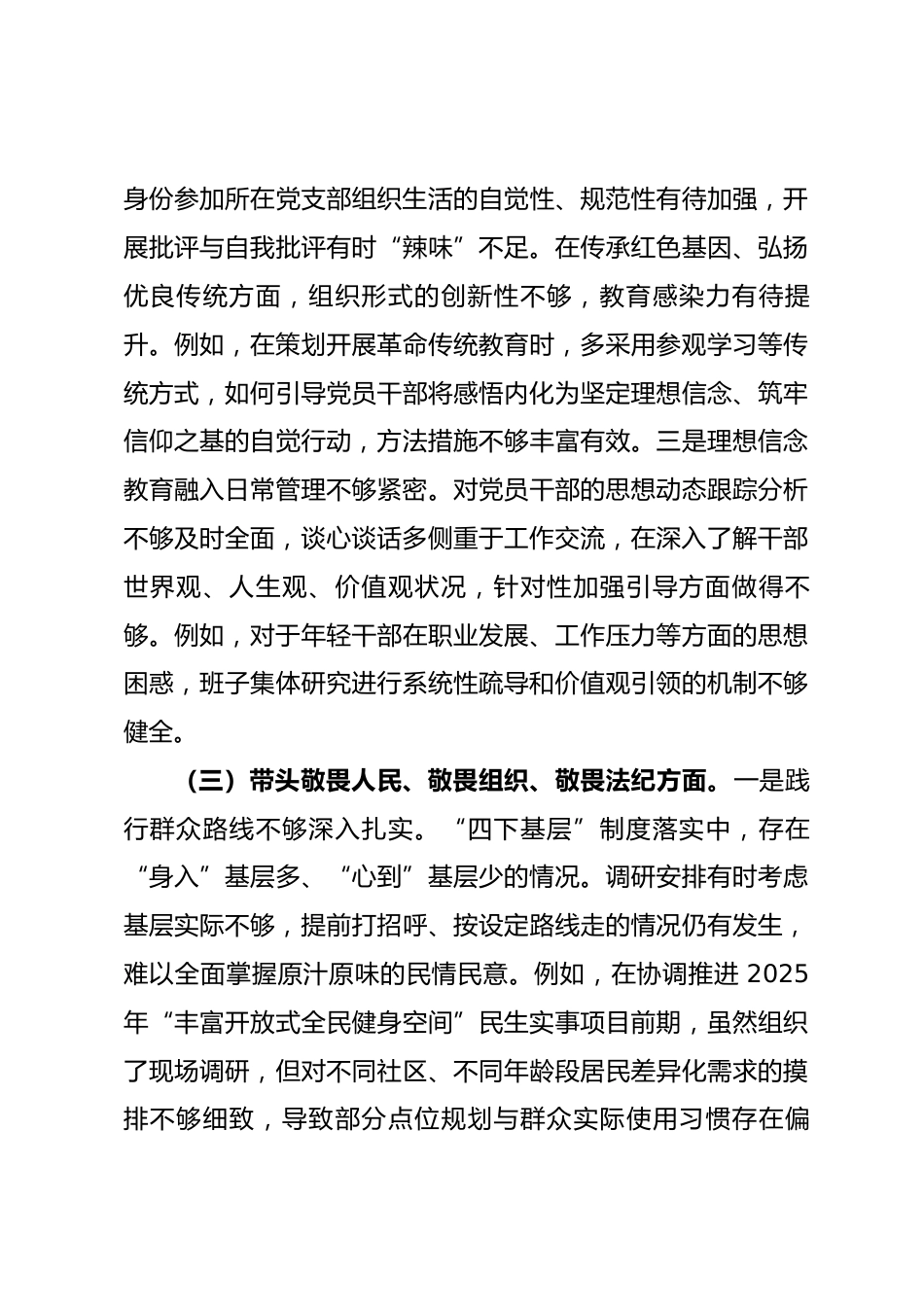 县政府办公室领导班子2025年度民主生活会对照检查材料(五个带头)_第3页
