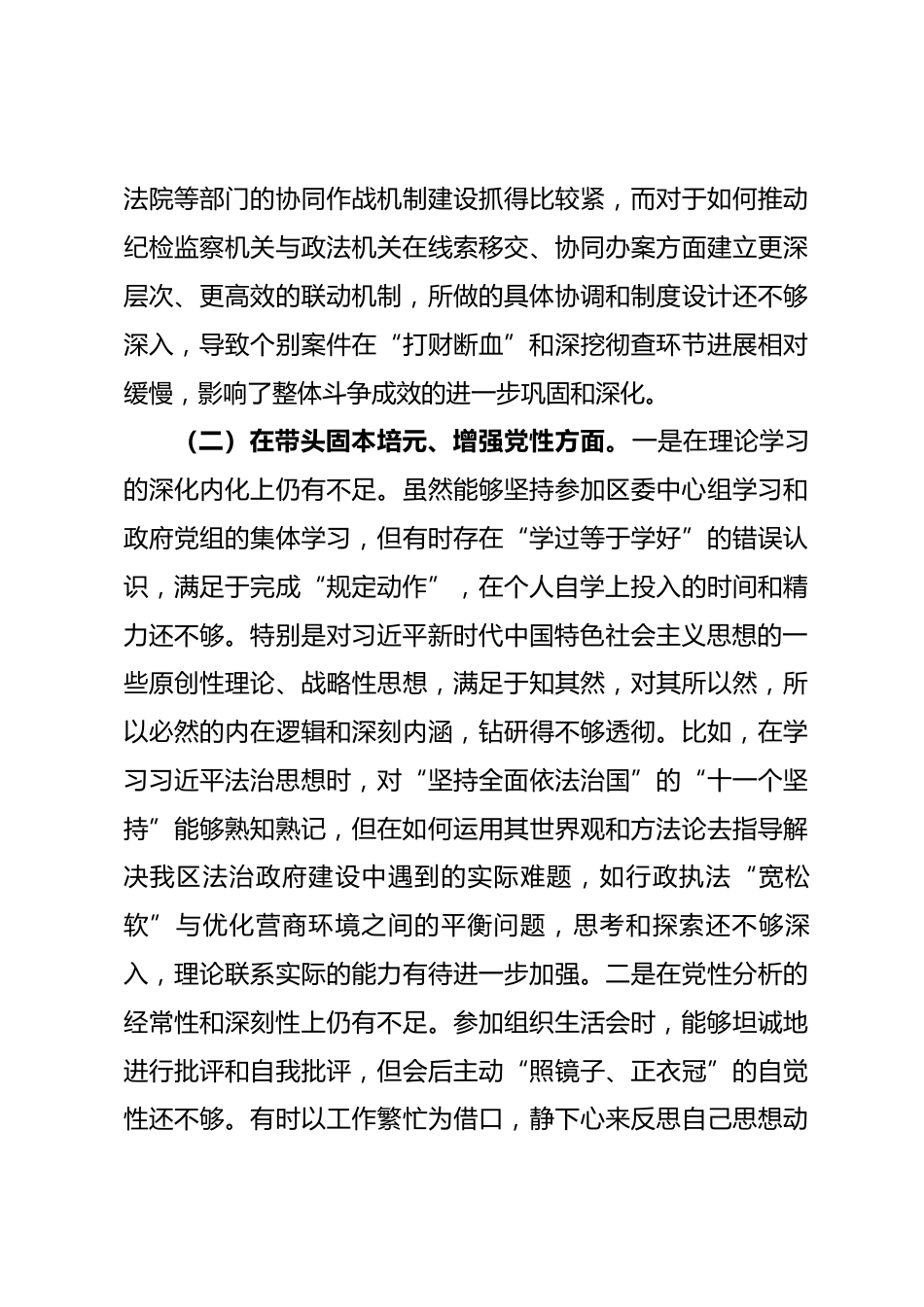 副区长、公安局长2025年度民主生活会个人对照检查材料（五个带头）_第3页