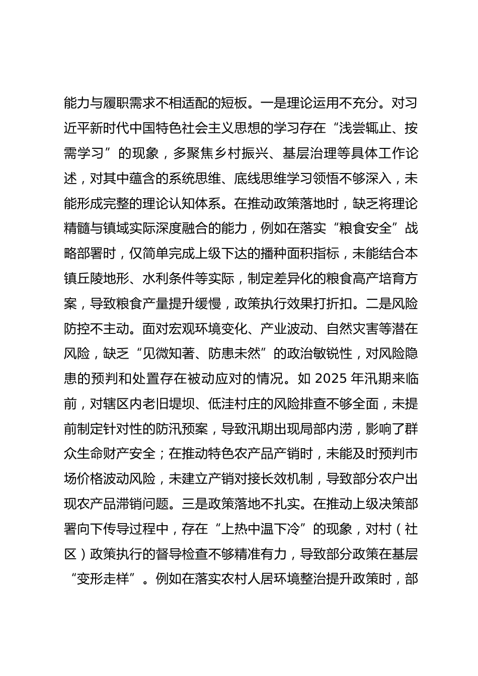 镇党委班子2025年度民主生活会“五个带头”对照检查发言_第2页