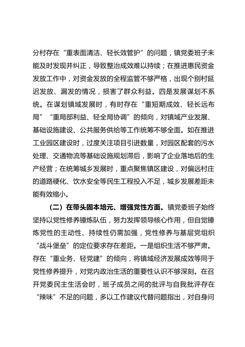 镇党委班子2025年度民主生活会“五个带头”对照检查发言_第3页