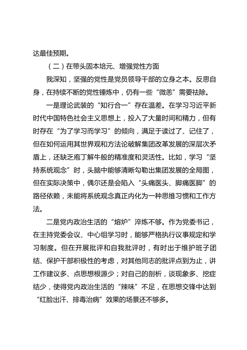 2025年度党员领导干部民主生活会个人发言提纲（集团公司党委书记）_第3页