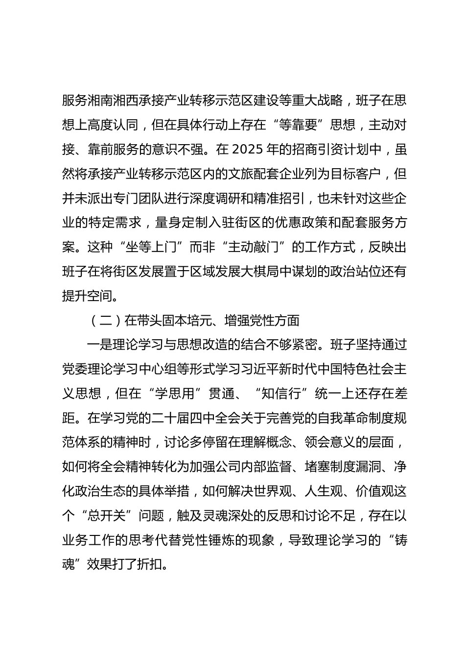 公司2025年度民主生活会班子对照检查材料五个带头_第3页