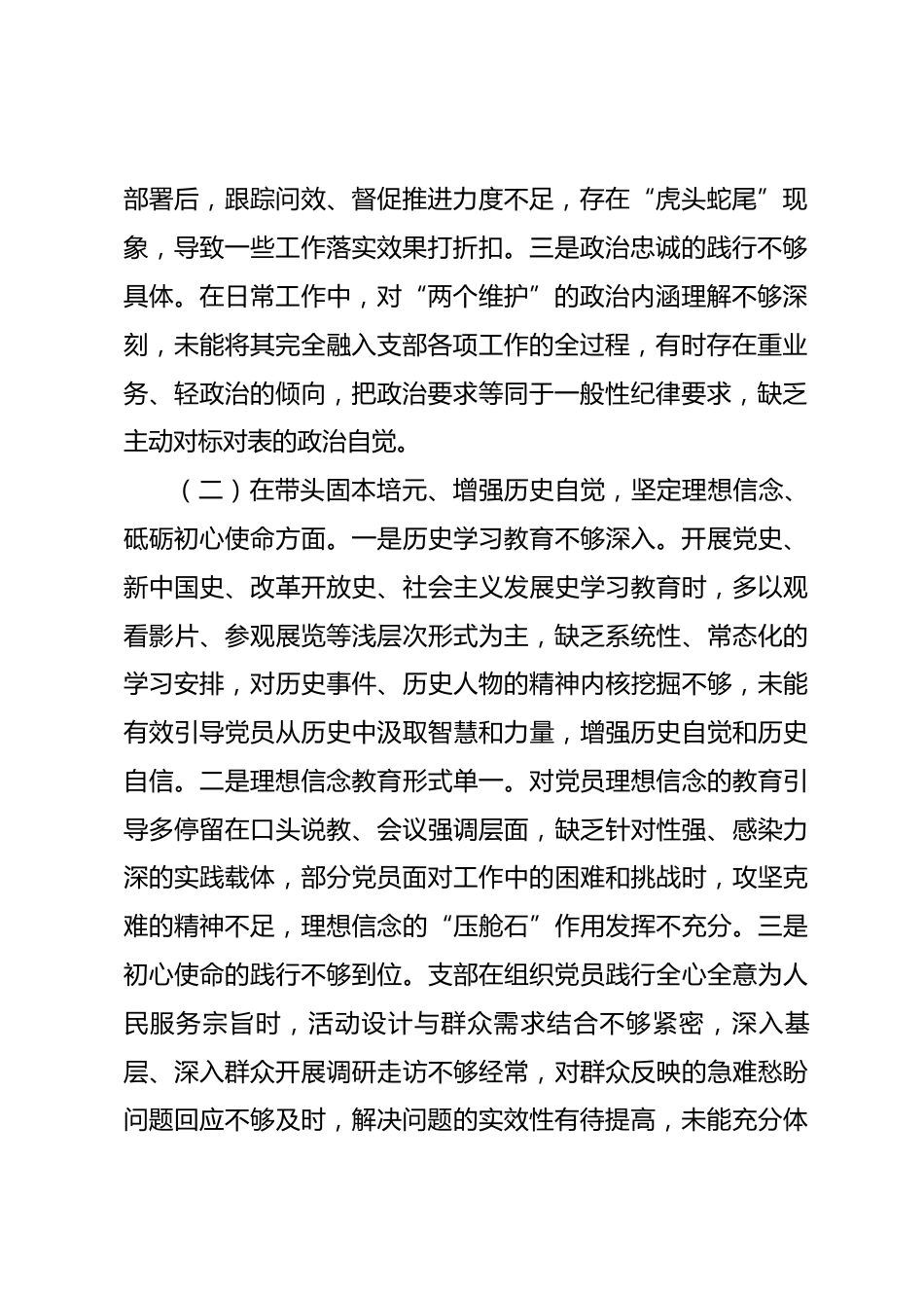 支部2025年度组织生活会对照检查材料_第2页