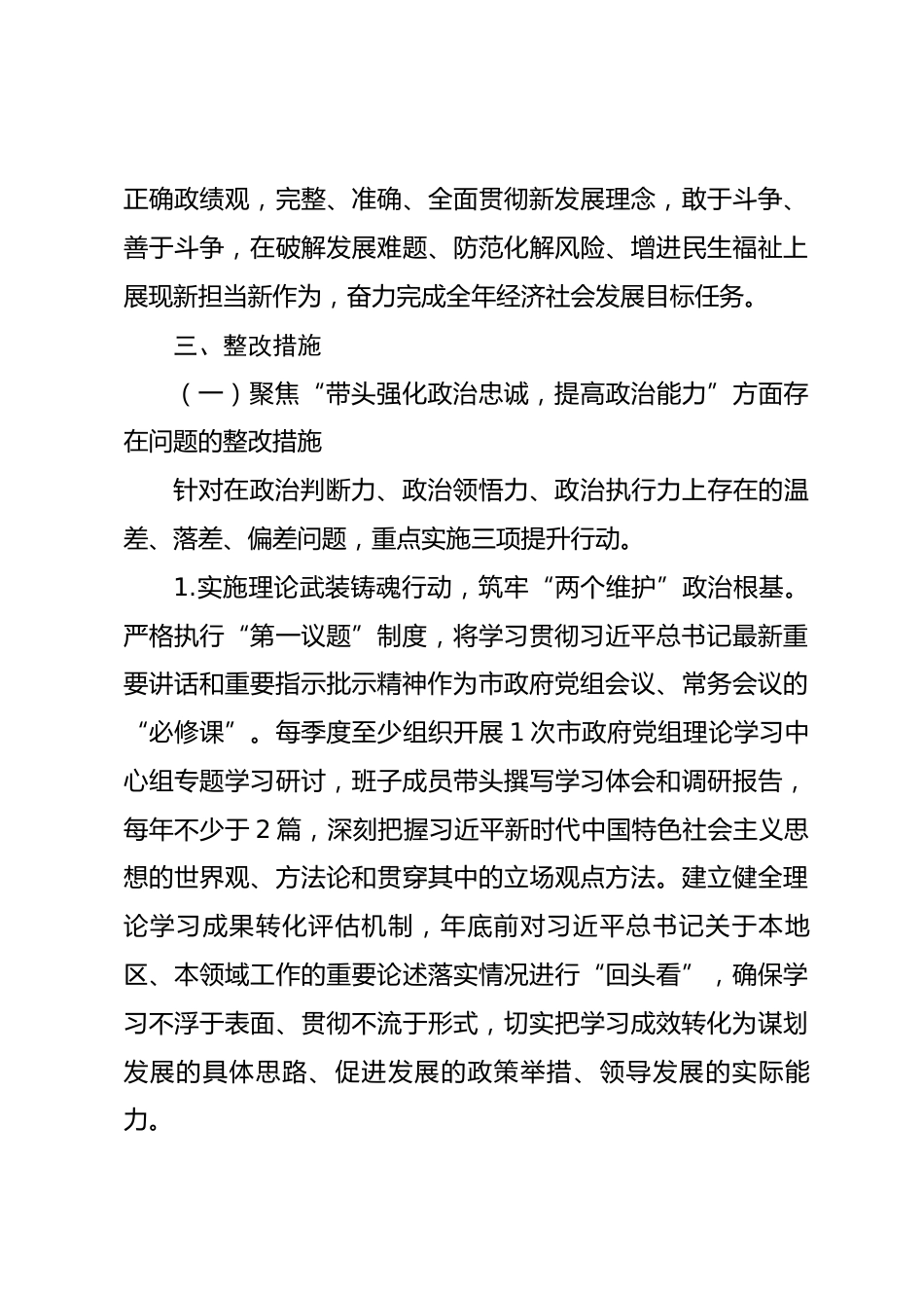 2025年度市政府党组民主生活会查摆问题整改方案_第3页