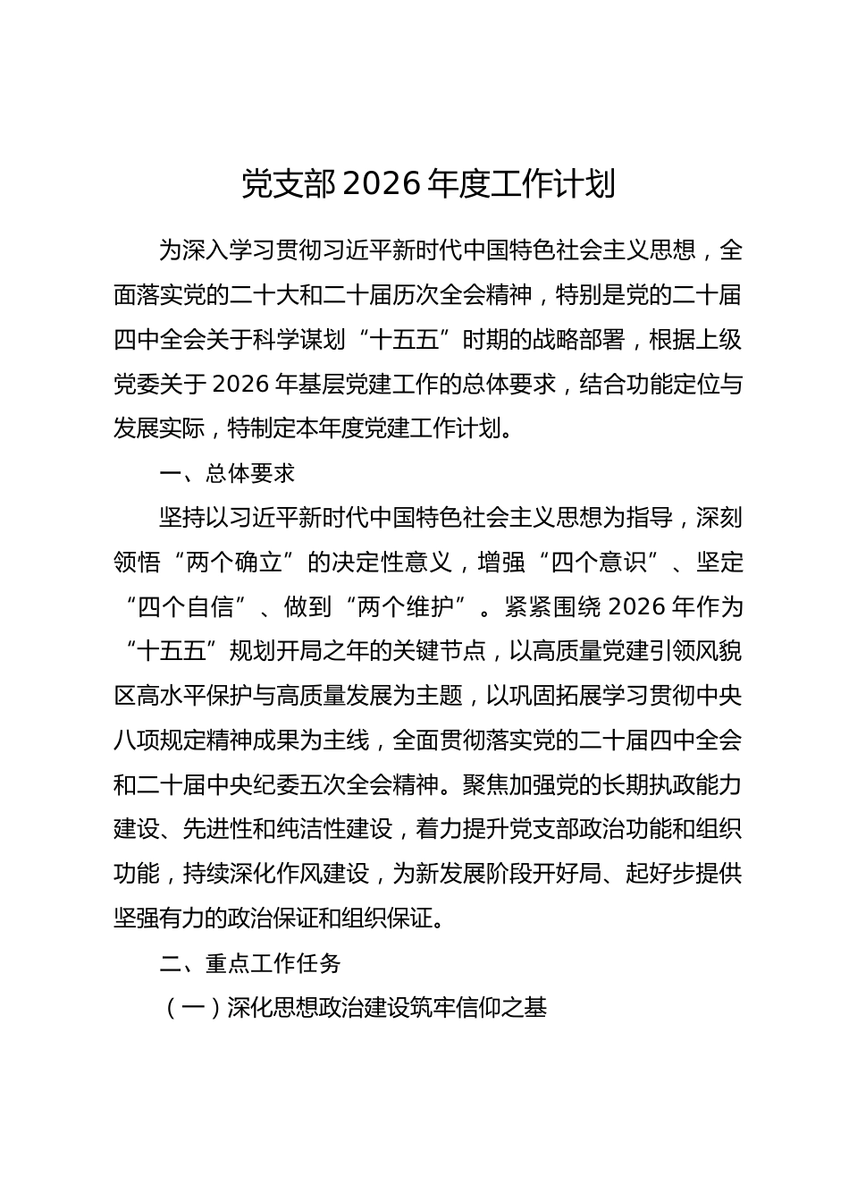 党支部2026年度工作计划_第1页