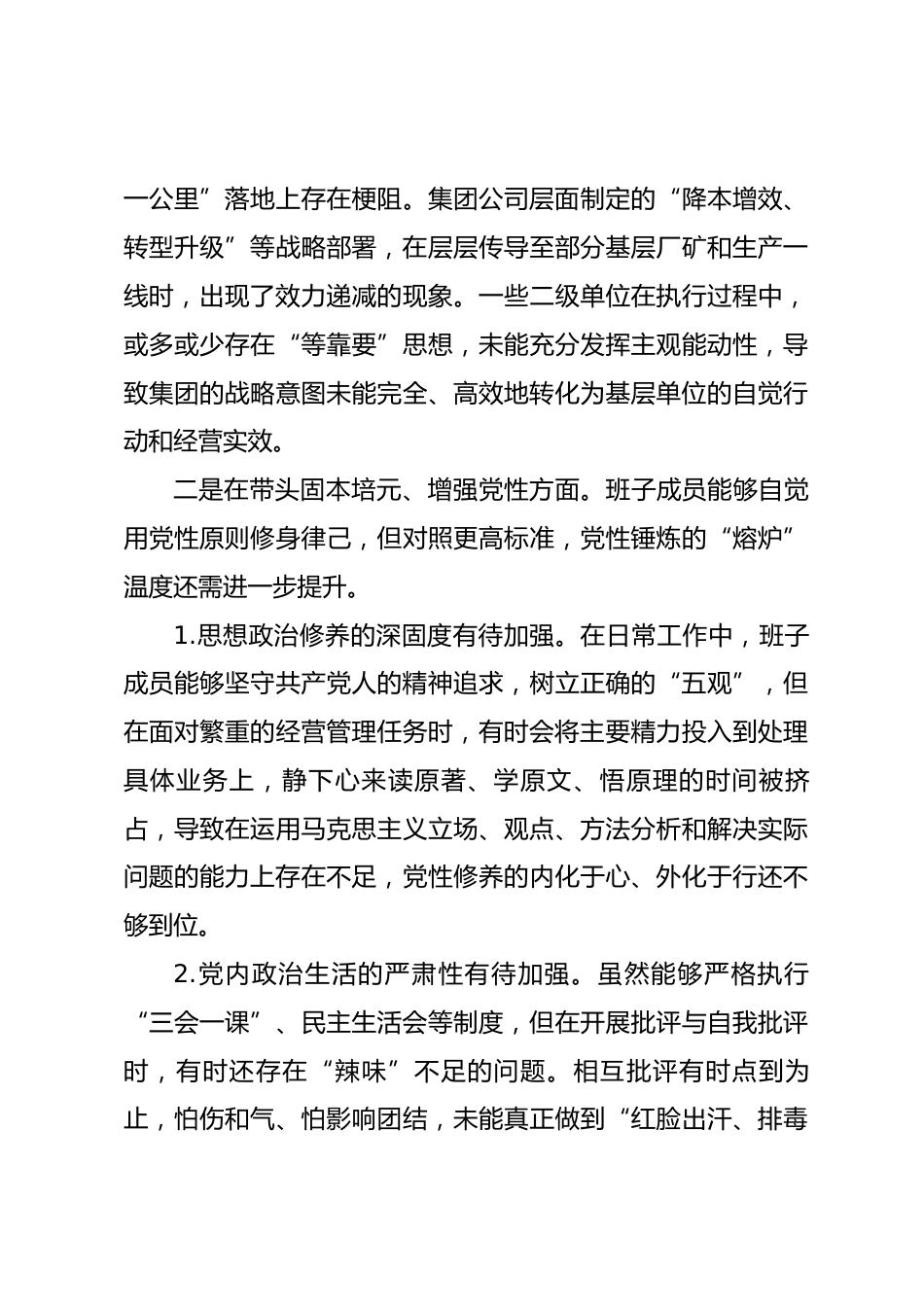 集团股份有限公司2025年度民主生活会领导班子对照检查材料_第3页