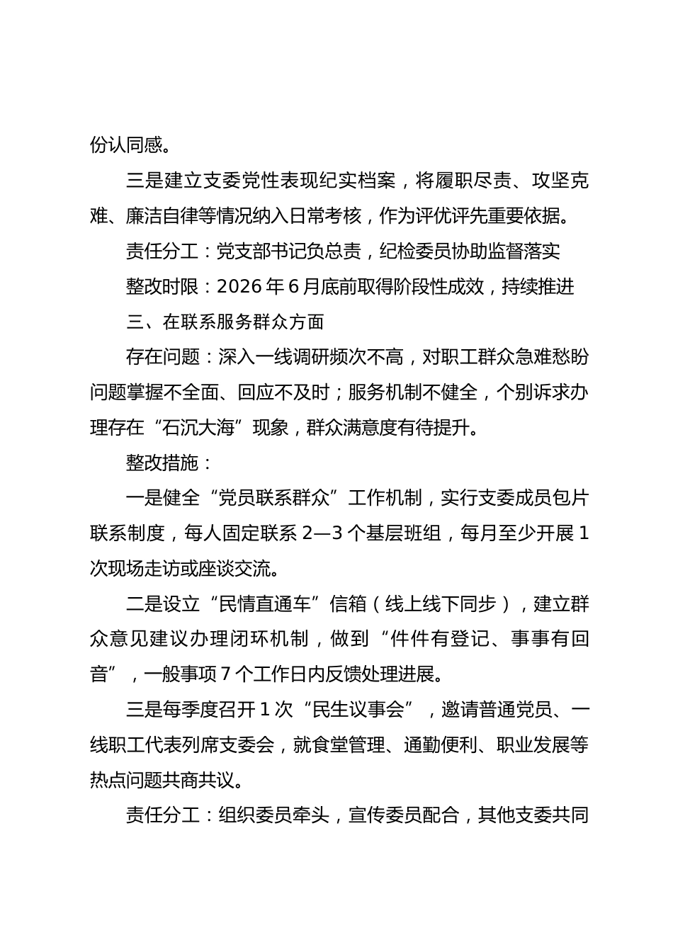 党支部2025年度基层党组织组织生活会班子整改清单_第3页