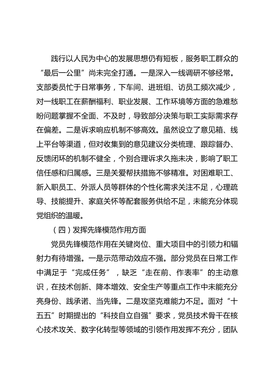 公司党支部委员会2025年度组织生活会对照检查材料_第3页