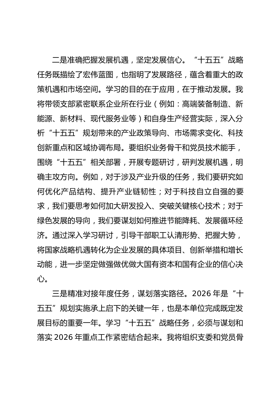 研讨发言：深学“十五五”战略任务 强党性重实践建新功_第3页