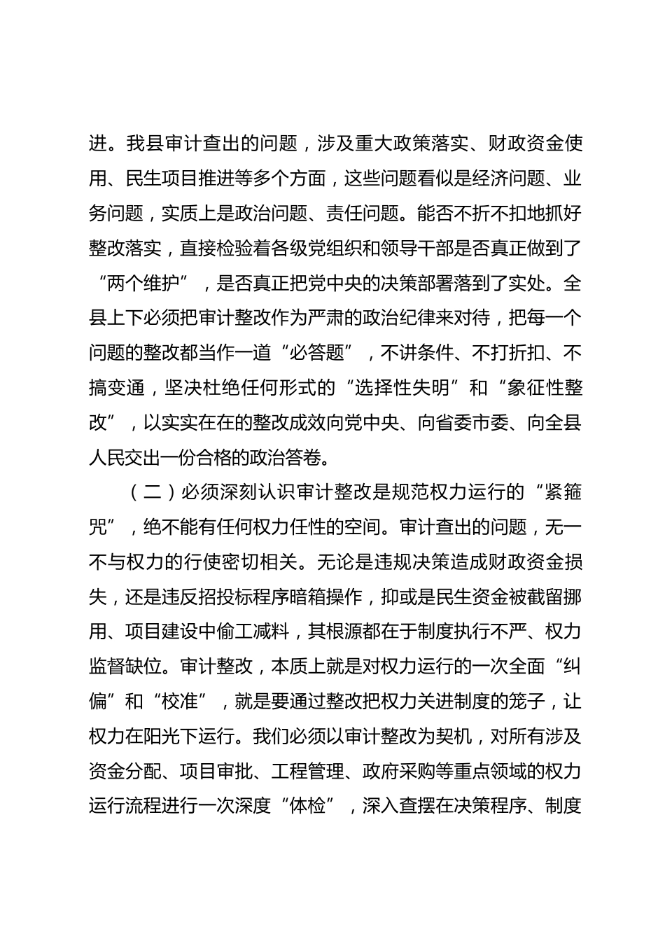 在2026年全县审计反馈问题整改工作推进会议上的讲话_第3页