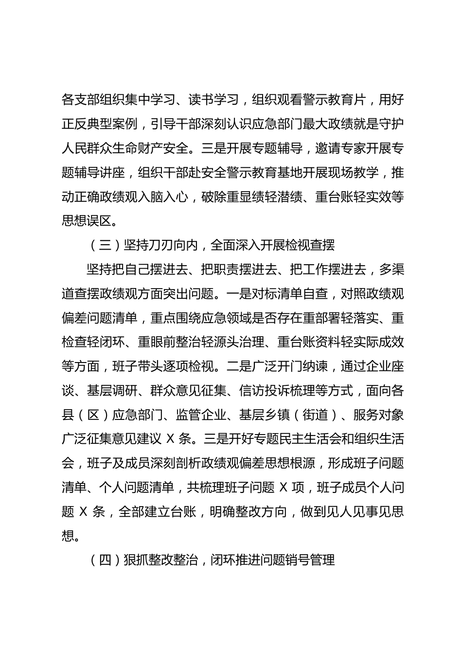 市应急管理局树立和践行正确政绩观学习教育工作评估报告_第3页