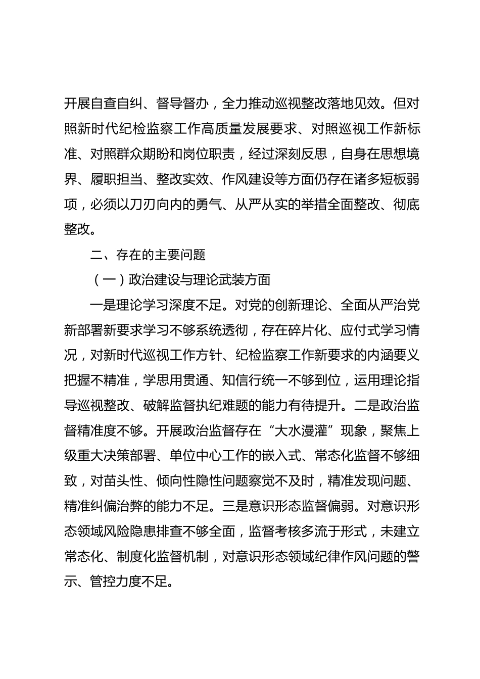 巡视整改专题民主生活会纪委书记个人发言提纲_第2页