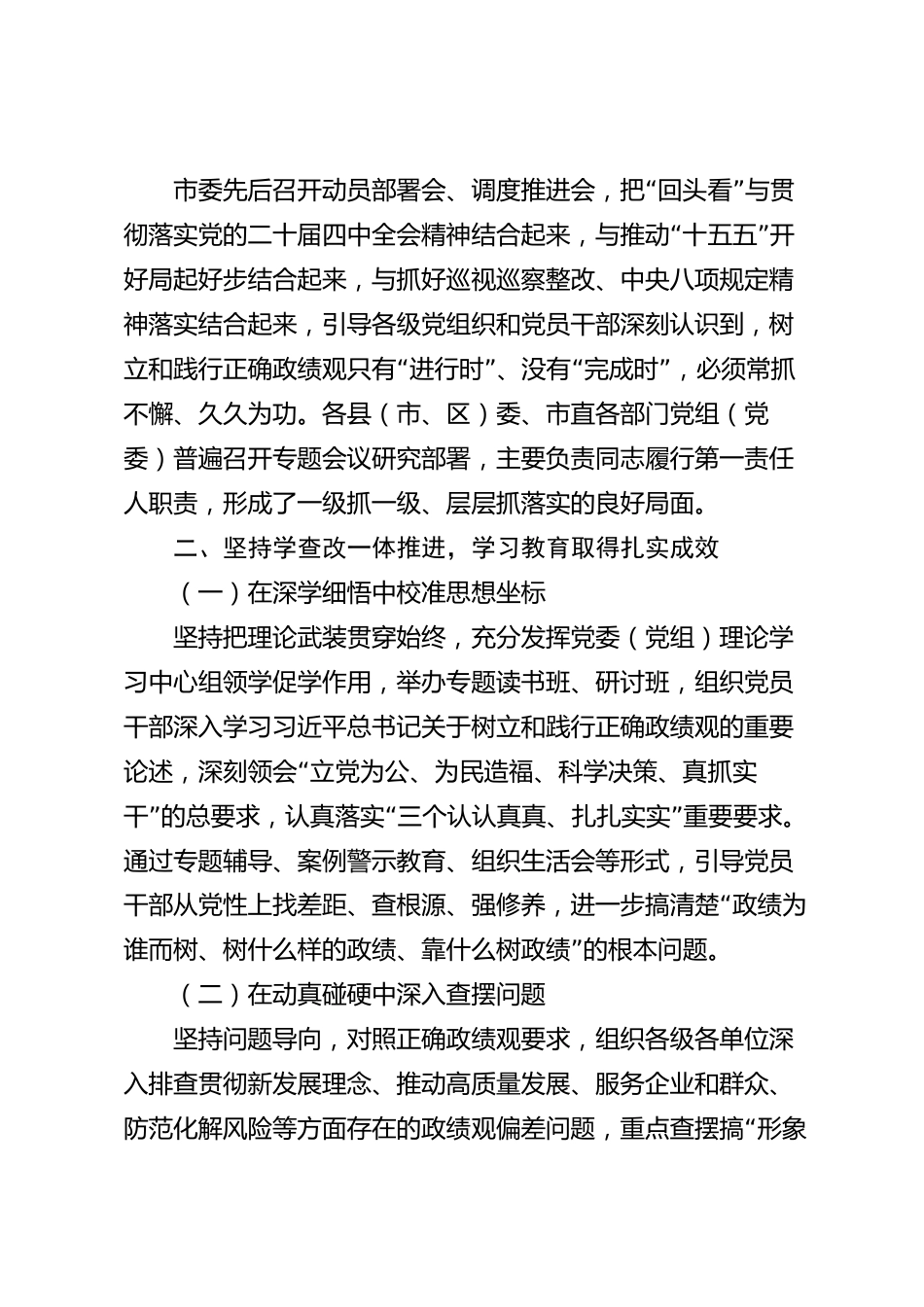 xx市树立和践行正确政绩观学习教育“回头看”工作总结_第2页