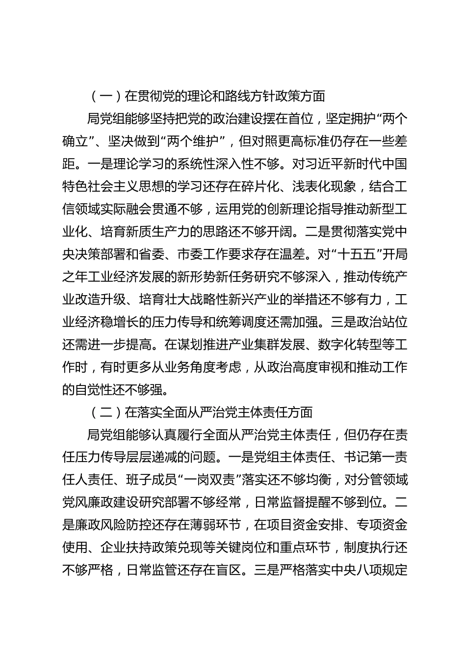 xx市工业和信息化局党组对照检查材料_第2页