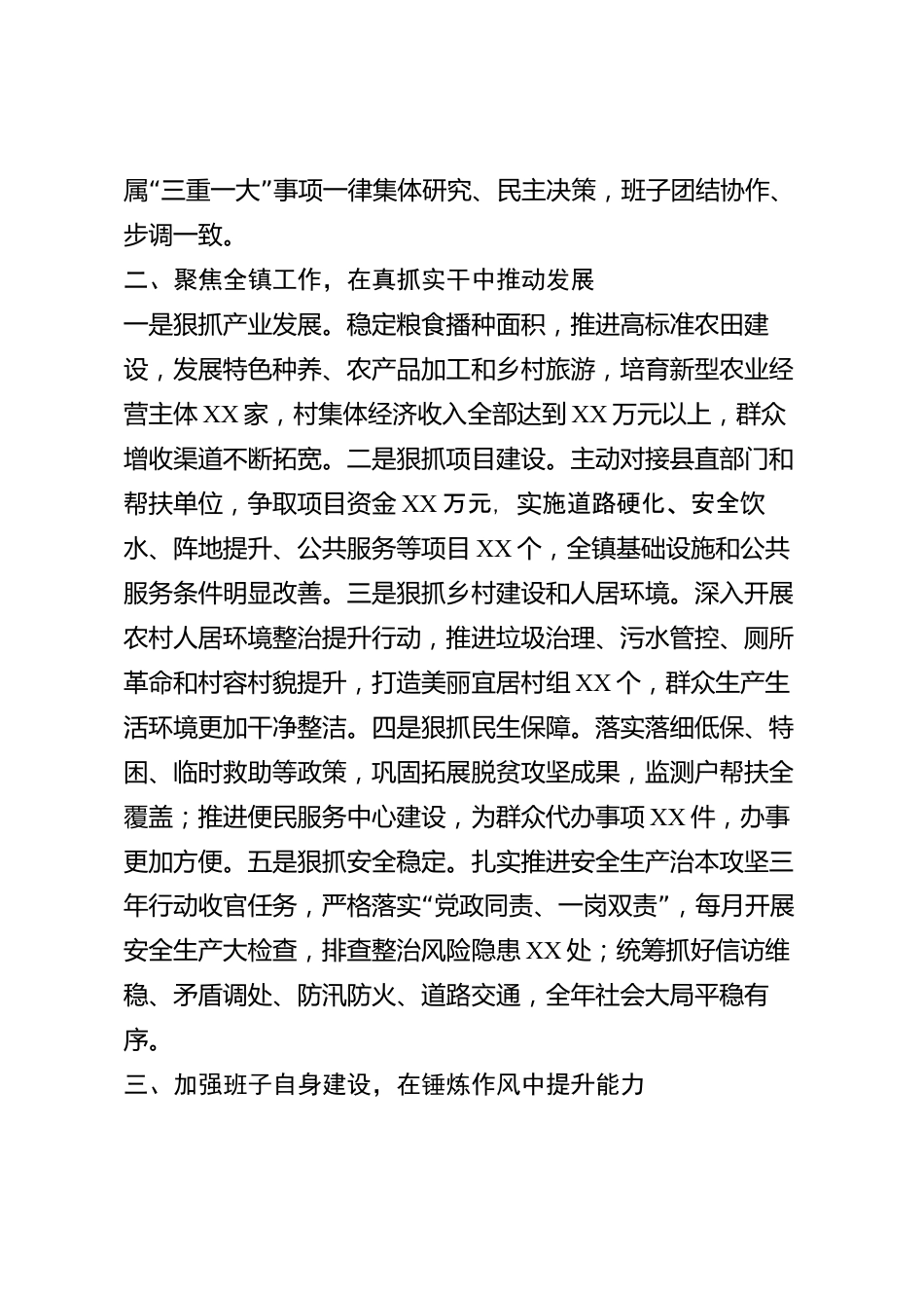 xx县乡镇党政领导班子2026年度述职述廉报告_第2页