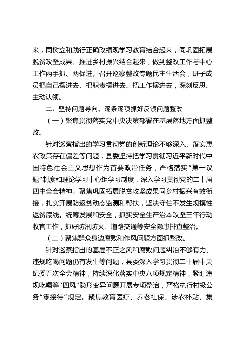 xx县2026年度巡视巡察整改进展情况报告_第2页